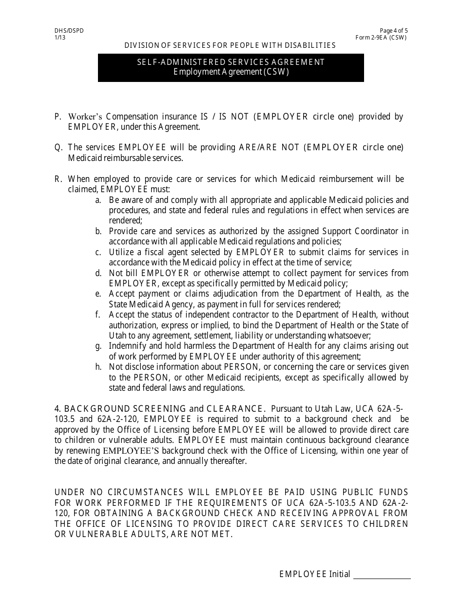 Form 2-9ea Self-administered Services Agreement - Utah, Page 4