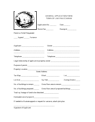 Document preview: General Application Form - Town of Lake Waccamaw, North Carolina