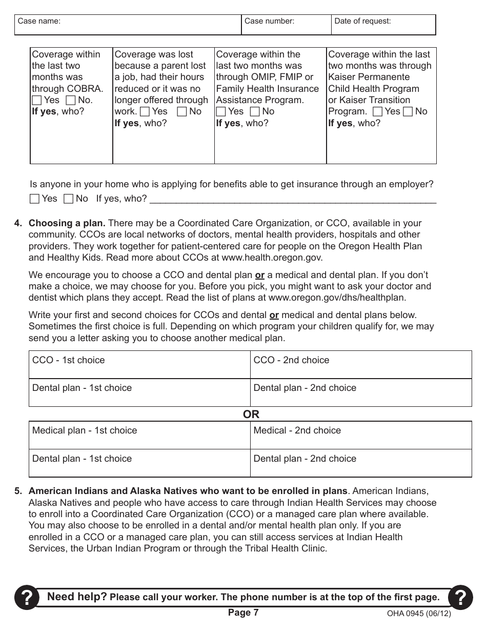 Medical Benefits Renewal Form - Oregon, Page 7
