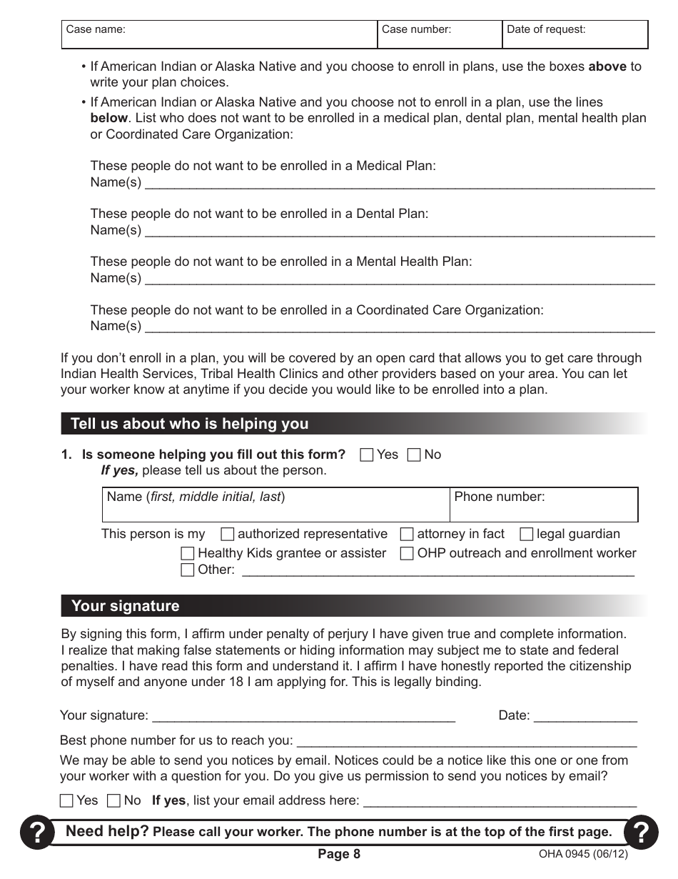 Medical Benefits Renewal Form - Oregon, Page 8