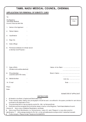 &quot;Application Form for Renewal of Identity Card&quot; - Chennai, Tamil Nadu, India