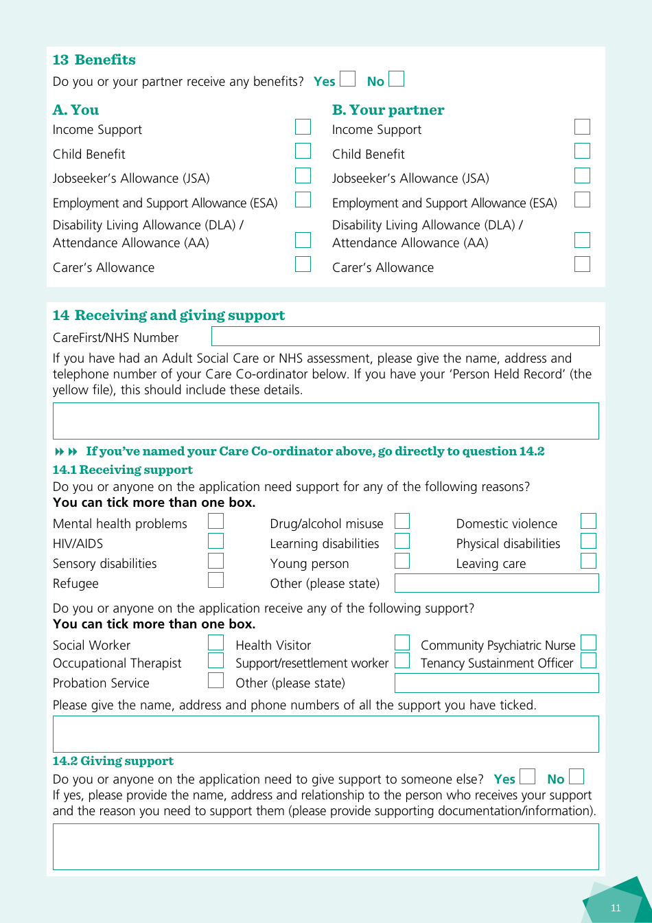 Housing Application Form - City of Brighton and Hove, West Sussex, United Kingdom, Page 11