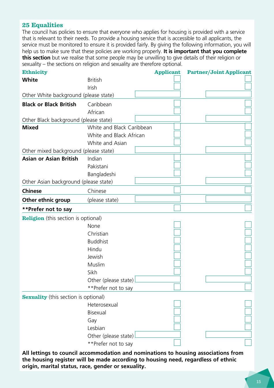 Housing Application Form - City of Brighton and Hove, West Sussex, United Kingdom, Page 15