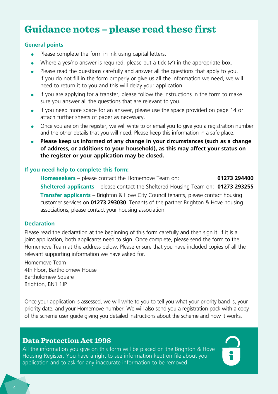 Housing Application Form - City of Brighton and Hove, West Sussex, United Kingdom, Page 4