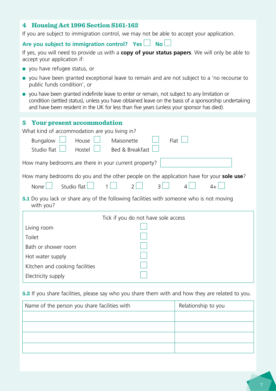 Housing Application Form - City of Brighton and Hove, West Sussex, United Kingdom, Page 7