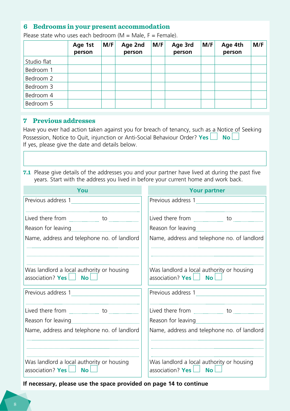 Housing Application Form - City of Brighton and Hove, West Sussex, United Kingdom, Page 8
