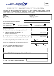 &quot;Discretionary Housing Payment Application Form&quot; - Carmarthenshire, United Kingdom