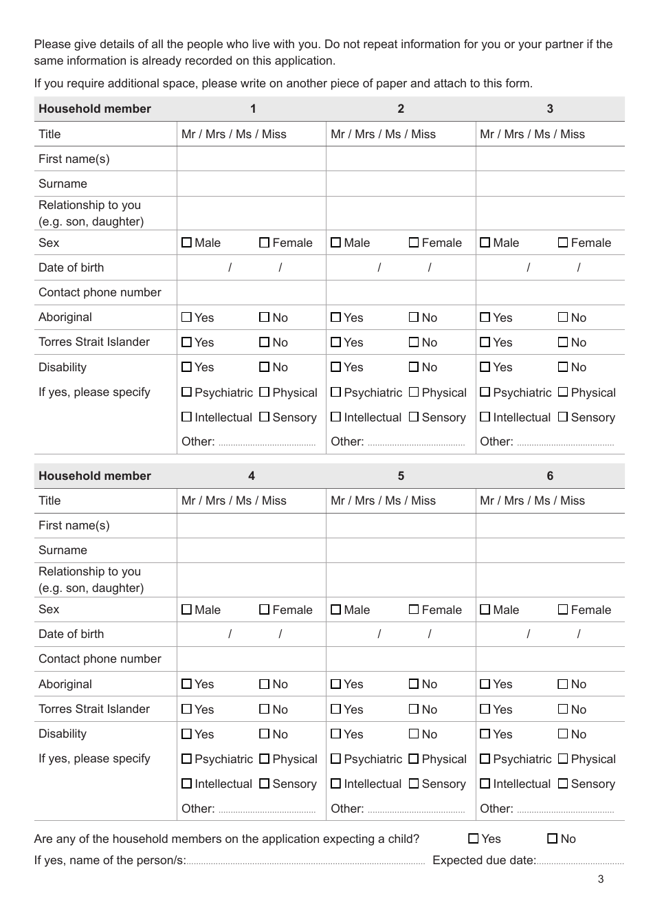 Form SF31 Housing Application Form - Northern Territory, Australia, Page 3