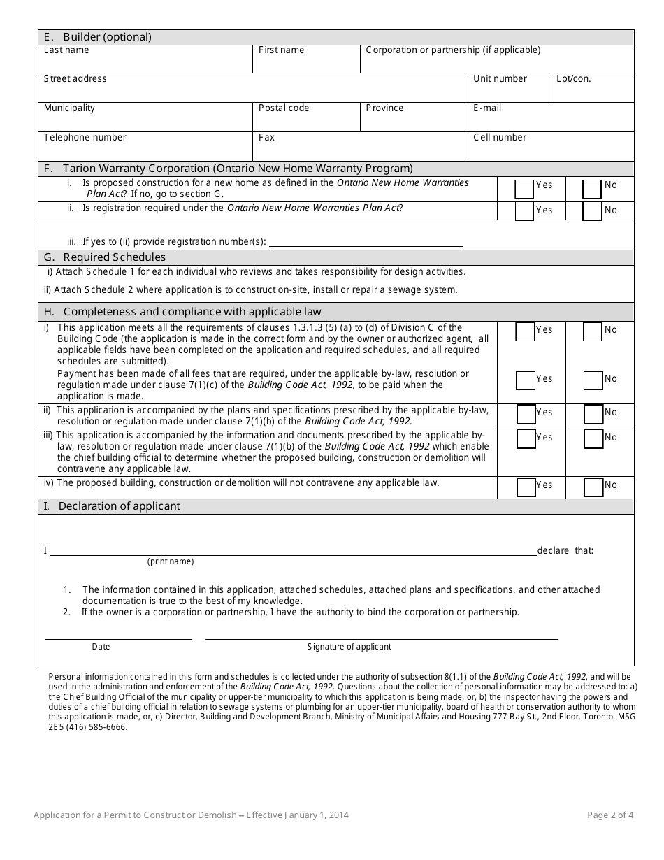 Application For A Permit To Construct Or Demolish - Fill Out, Sign ...