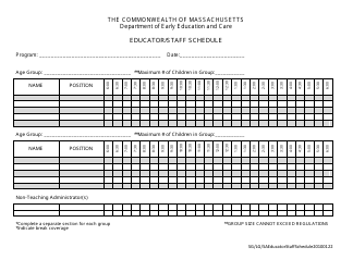 Educator/Staff Schedule Template - Massachusetts