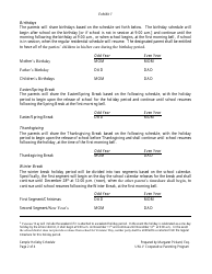 Sample Holiday and Vacation Schedule - Unlv Cooperative Parenting Program, Page 2