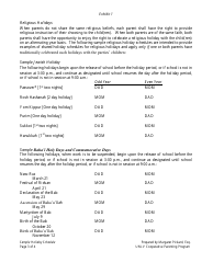 Sample Holiday and Vacation Schedule - Unlv Cooperative Parenting Program, Page 3