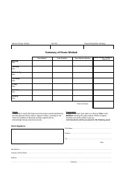 Summary of Hours Worked Template