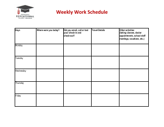 Document preview: Weekly Work Schedule Template - Montana Educational Talent Seacrh