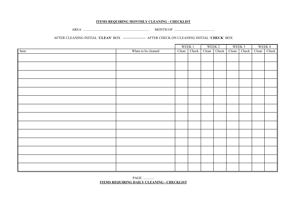 Restaurant Cleaning Schedule Templates, Page 3