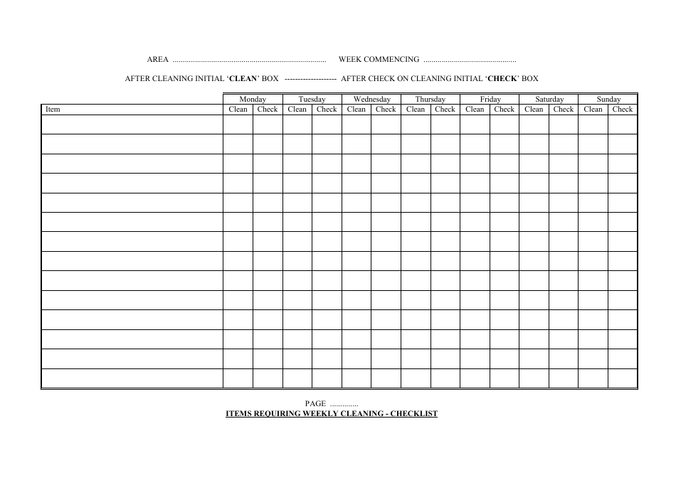 Restaurant Cleaning Schedule Templates, Page 4