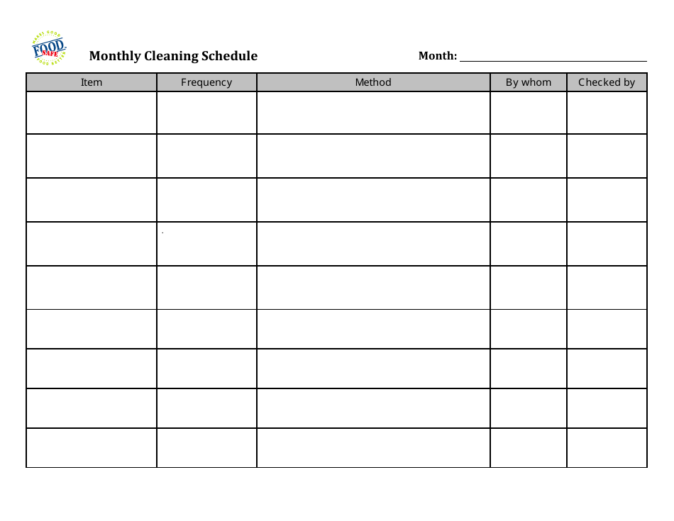 Daily Cleaning Schedule Template - Food Safe, Page 3