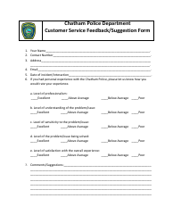 Customer Service Feedback/Suggestion Form - Town of Chatham, Massachusetts