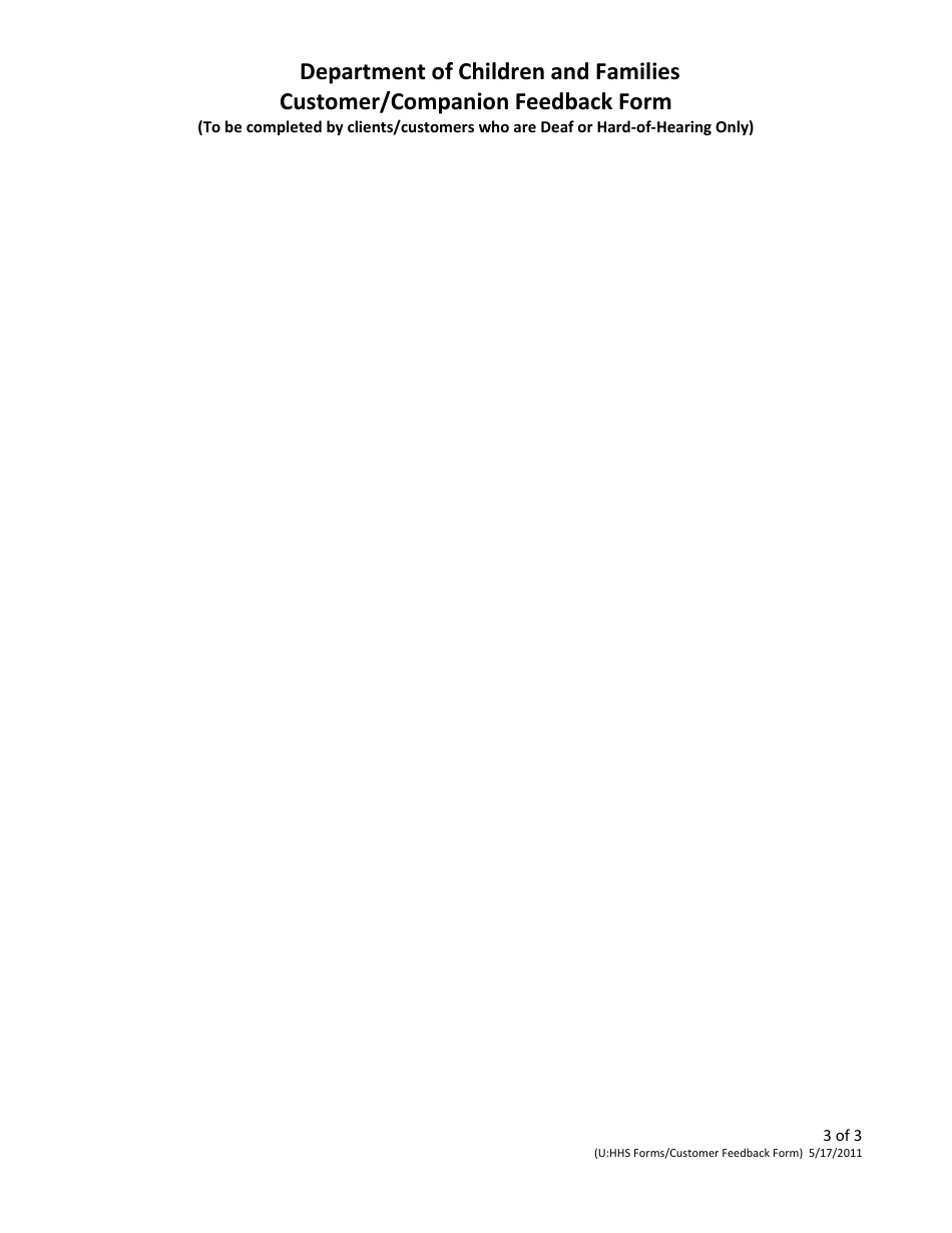 Customer / Companion Feedback Form - Florida, Page 3