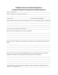 Feedback Form for Faculty Participation in Faculty Development Programs/Training/Conferences