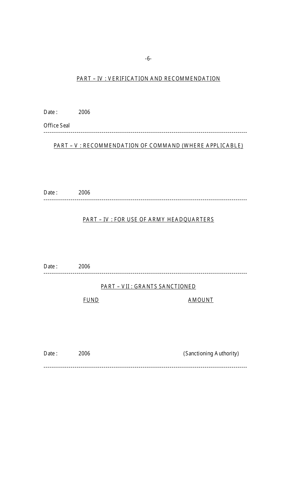 Form 40 Application for Grants From Army Central Welfare Fund - India, Page 6