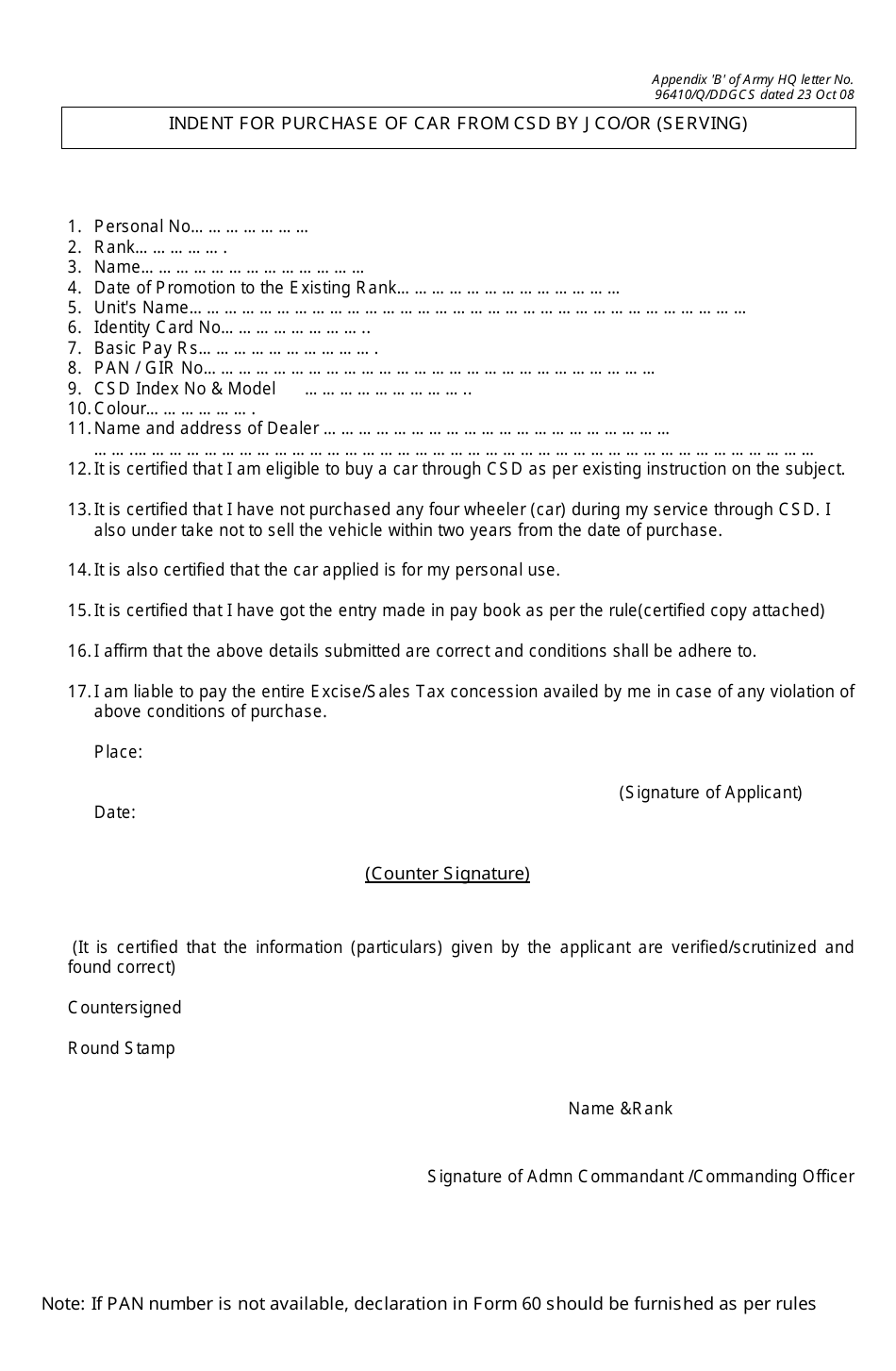 Indent Forms for AFD Items - India, Page 5