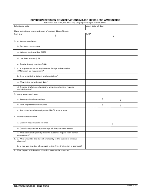 DA Form 5906-R Printable Pdf