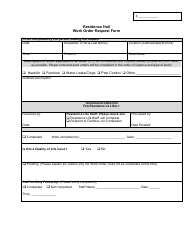 Document preview: Work Order Request Form - Residence Hall