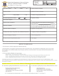 Form DLT-L-75 &quot;Special Limited Permit to Work for a Minor 14-15 Years of Age&quot; - Rhode Island