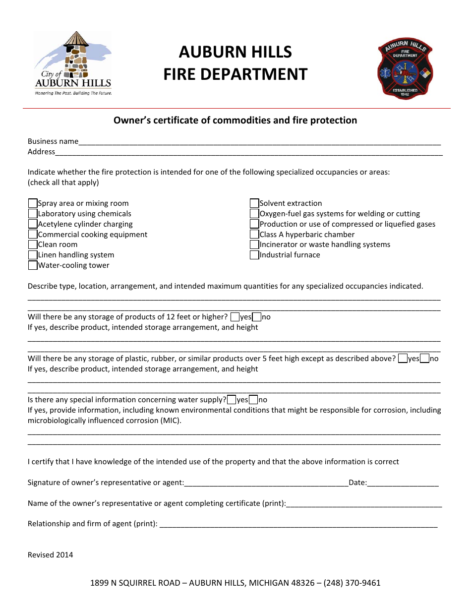 Non-residential Building Application Form - City of Auburn Hills, Michigan, Page 8