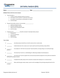 &quot;Job Safety Analysis Form With Quiz Key - Progressive Safety Services Llc&quot;