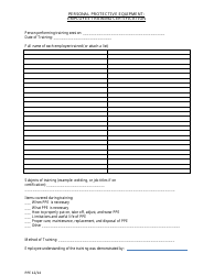 Sample Personal Protective Equipment (Ppe) Hazard Assessment Survey and Analysis Form, Page 8