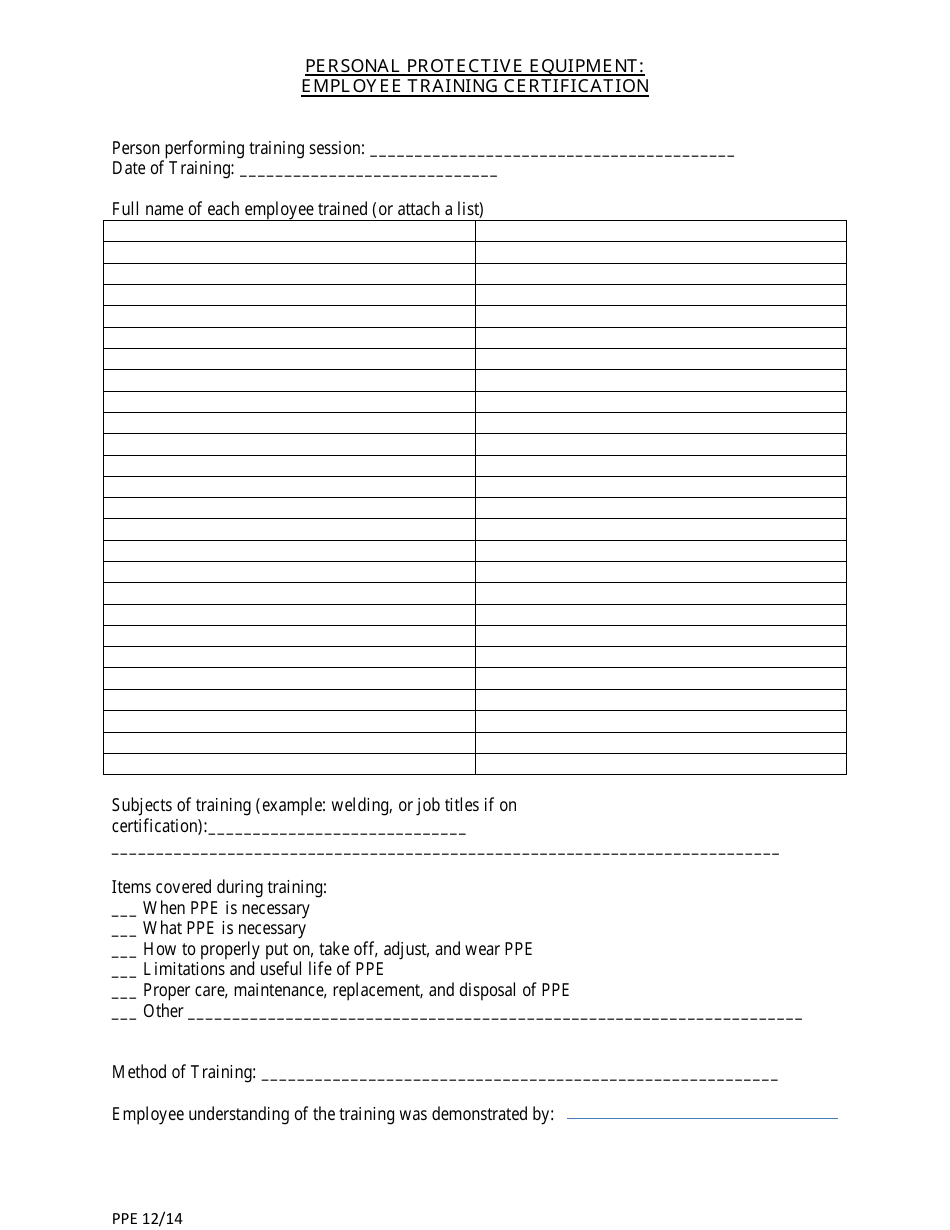 Sample Personal Protective Equipment (Ppe) Hazard Assessment Survey and Analysis Form Fill Out
