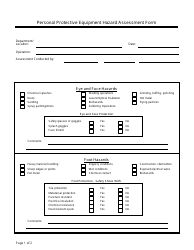 Document preview: Personal Protective Equipment Hazard Assessment Form - Tables