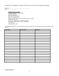 Personal Protective Equipment Form (Short Version), Page 3