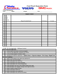 Document preview: Used Truck Inspection Form Template - Wheeling Truck Center,inc.