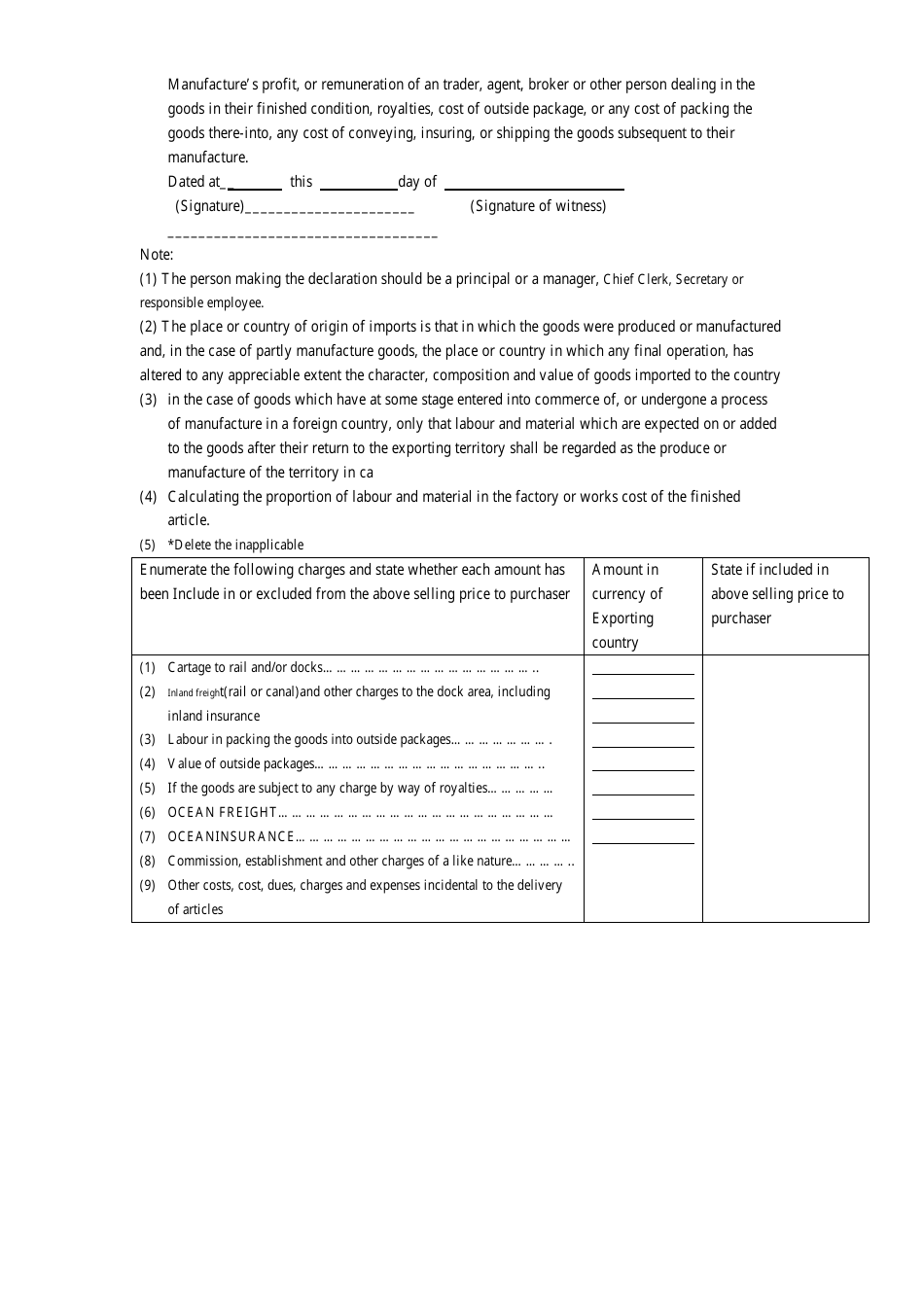 Combined Certificate of Value and of Origin and Invoice of Goods (Exportation to Nigeria), Page 3