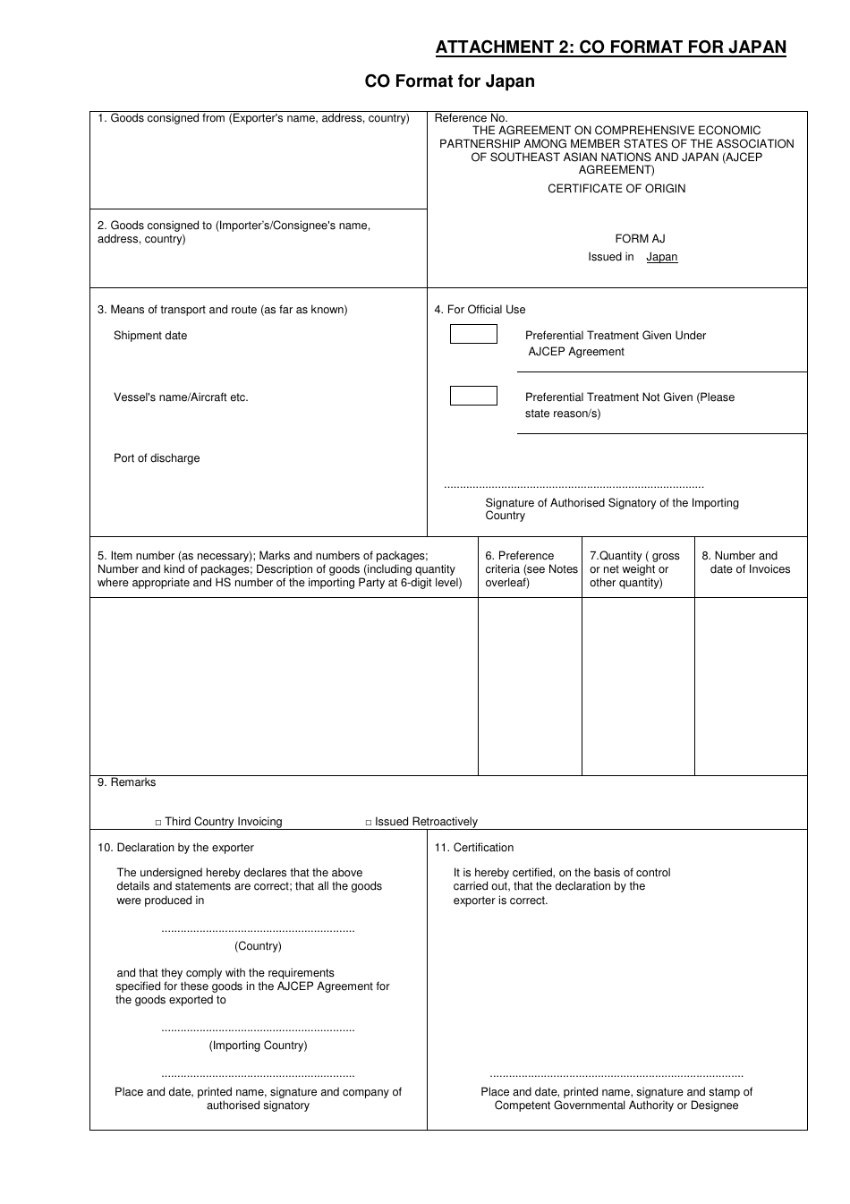 Attachment 22 Download Printable PDF or Fill Online Co Format for For Certificate Of Origin Template Word