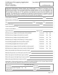 Certificate of Occupancy Application Form - City of Thornton, Colorado