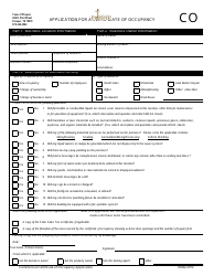 Document preview: Application for a Certificate of Occupancy Form - Town of Prosper, Texas