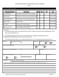 Application for a Certificate of Occupancy Form - Town of Prosper, Texas, Page 2