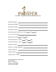 Application for a Certificate of Occupancy Form - Town of Prosper, Texas, Page 3