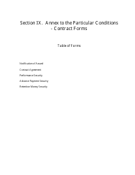 &quot;Contract Templates - Annex to the Particular Conditions&quot;