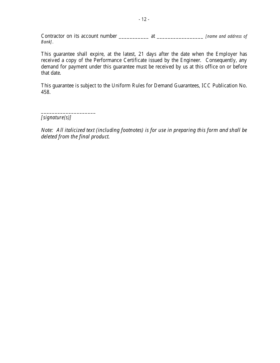 Contract Templates - Annex to the Particular Conditions, Page 12