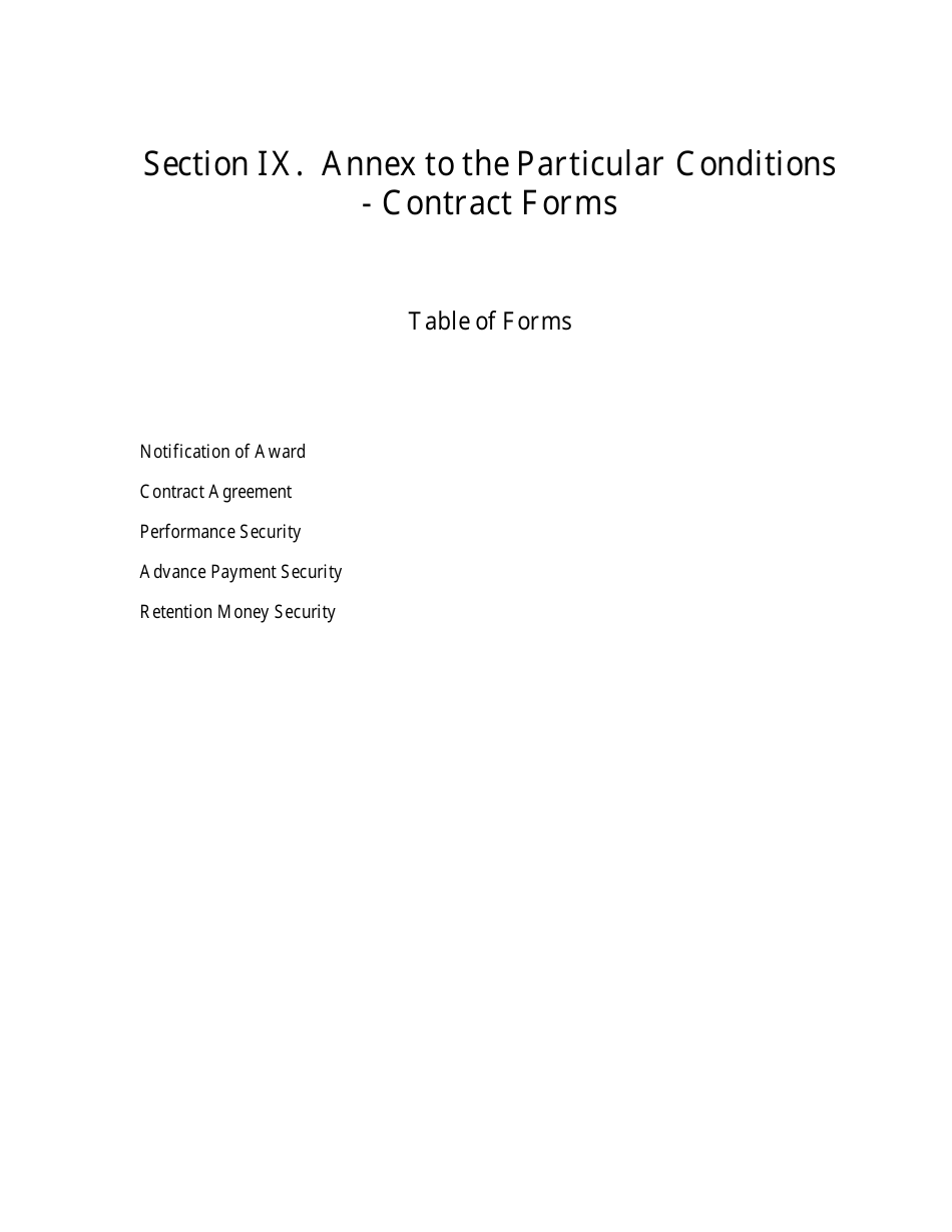 Contract Templates - Annex to the Particular Conditions, Page 1