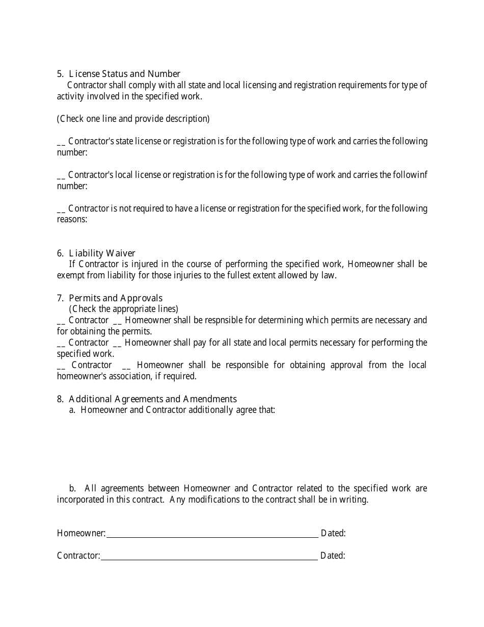 Simple Home Repairs Contract Template, Page 3