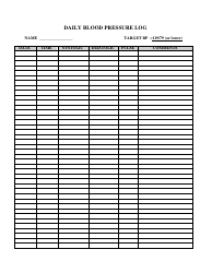 &quot;Daily Blood Pressure Log Template&quot;