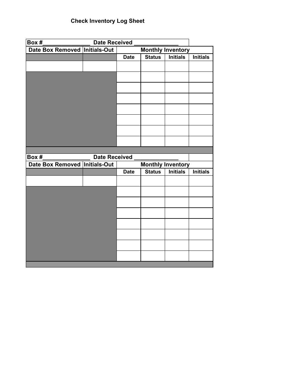 Inventory Log Sheet Template - A Detailed Record Keeping Form for Managing Inventory