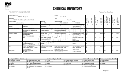 Chemical Inventory Form - New York City, Page 2
