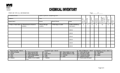Chemical Inventory Form - New York City, Page 3